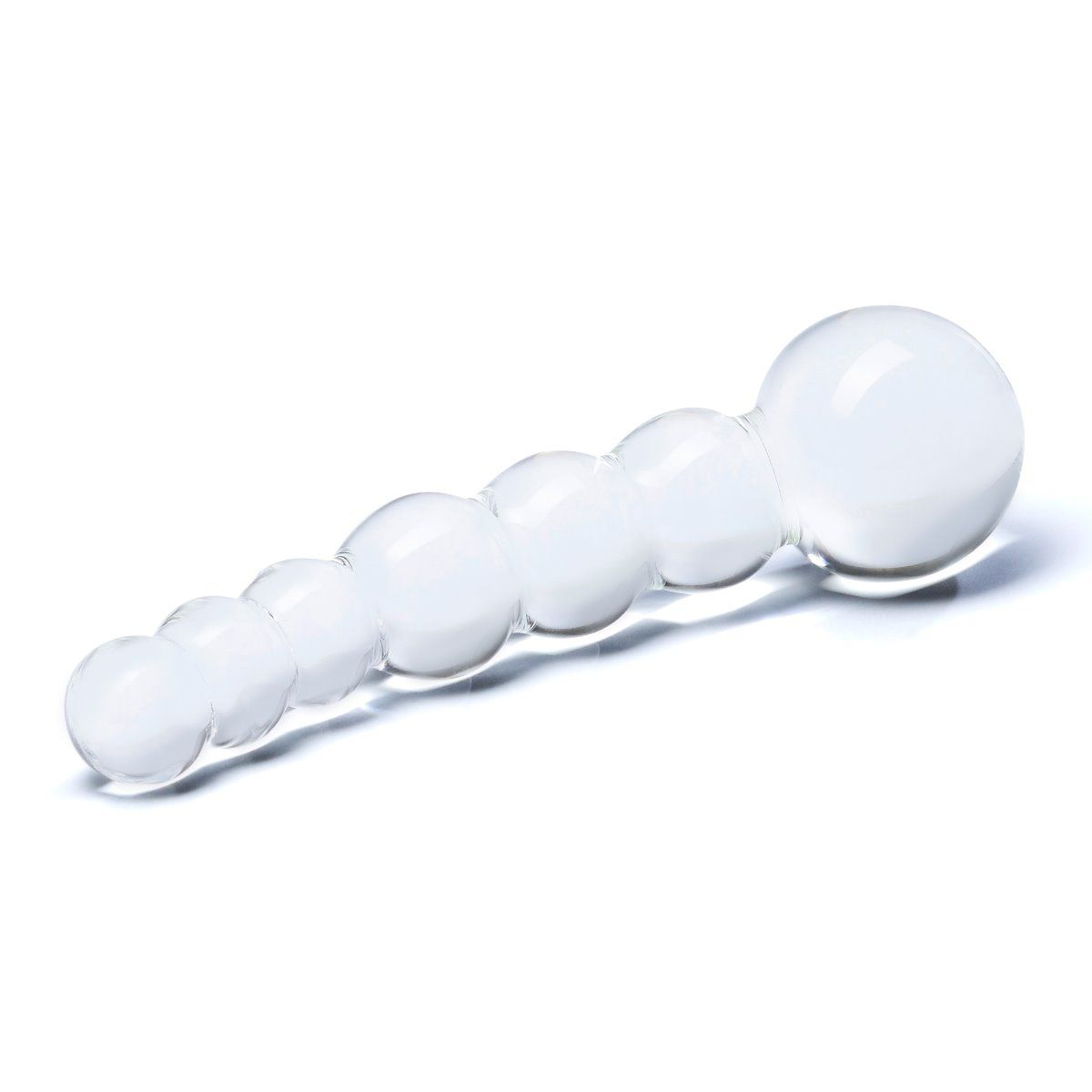 Glas 5inch Curved Glass Beaded Dildo Clear