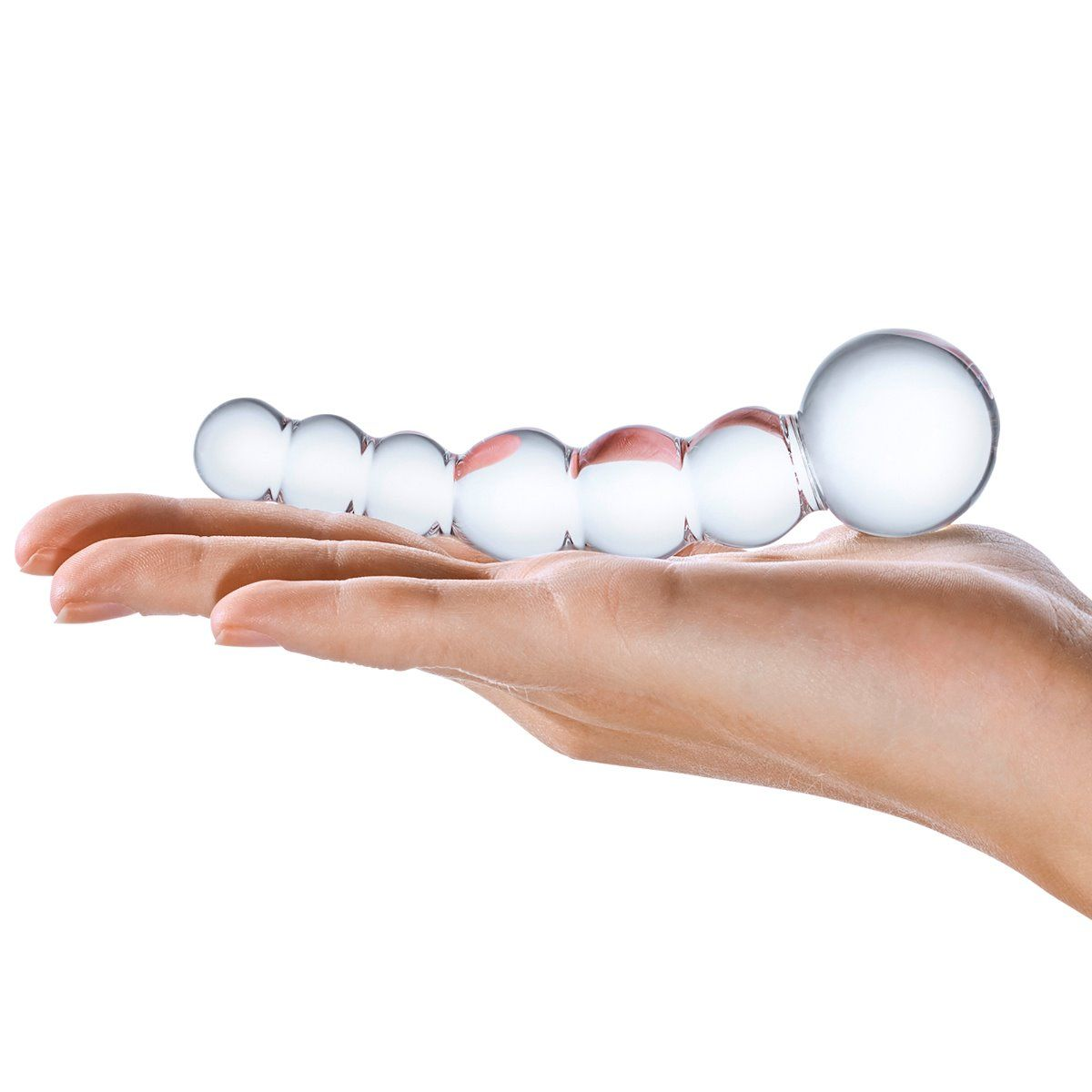 Glas 5inch Curved Glass Beaded Dildo Clear