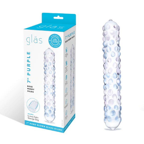 Glas 7inch Rose Nubby Dildo Purple