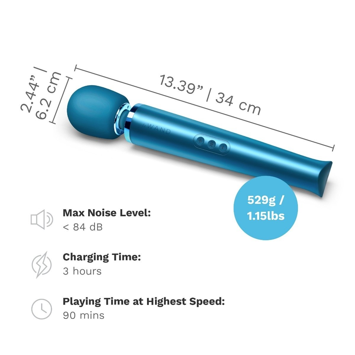 Le Wand Rechargeable Vibrating Massager Pacific Blue