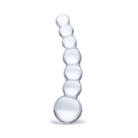 Glas 5inch Curved Glass Beaded Dildo Clear