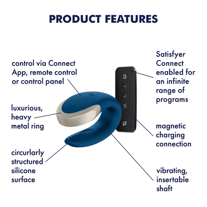 Satisfyer Double Love Partner Vibrator With Remote Control Blue